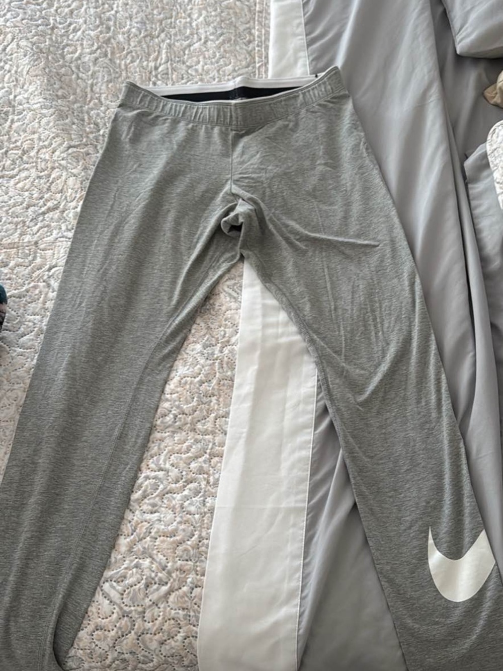 Nike Light Gray Leggings with White Swoosh